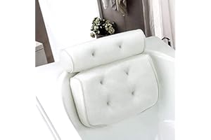 Yuning Badewannenkissen, Komfort badewanne kopfkissen mit Saugnäpfen, Badewannenkissen Nacken, badewanne nackenpolste für Home Spa Whirlpools,Weiß Kopfstütze