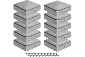 10 x Tapa para postes de valla (90x90 mm) | Acero galvanizado | Forma piramidal | Tapa para postes de madera | Acero inoxidable | Forma piramidal | Tapa para postes de madera con tornillos VIIRKUJA