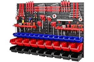 PAFEN Tablica narzędziowa 1152 x 780 mm, ścianka warsztatowa do garażu, 32 kuwety, uchwyty półki na narzędzia