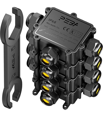 Waterdichte IP68 Aansluitdoos, 4-Weg Verdeeldoos voor Buiten, Opbouw Kabelverbinder in Zwart voor 4-14 mm Kabeldiameter Waterdichte IP68 Aansluitdoos, 4-Weg Verdeeldoos voor Buiten, Opbouw Kabelverbinder in Zwart voor 4-14 mm Kabeldiameter