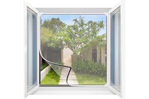 UTAUHOM Fliegengitter Fenster Magnet,Slotmodell Fliegengitter für Fenster Max Größe 130 x 150cm， Glasfasernetz Einfache Installation Verhindert das Eindringen von Insekten/Fliegen/Moskitos in den Raum