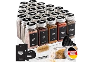Deco haus® Gewürzgläser eckig mit Schraubkappe 24er Set [+Etiketten & Streueinsatz] - Gewürzdosen Set Glas - Gewürzbehälter Spice Jars - Gewürze Aufbewahrung - Gewürz Organizer Gewürzaufbewahrung