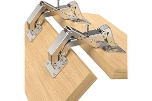 Furniware 2 Pack 170 Degree Soft Close Cabinet Hinges, Slow Smooth Frameless, Hidden Concealed Door Hardware, Surface Mount, Lid Support Trap Door, Self Closing for Kitchen Cupboard Lazy Susan Corner