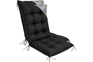 Amazinggirl Cojín Silla Jardín Respaldo Alto Set: 2X 50x120 cm - Colchón Asiento Exterior Mueble Patio Confort Impermeable Grueso Protección Grafito Lino ecológico Terraza Sol