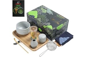 ‎TEANAGOO TEANAGOO Matcha Teeservice, Japanisches Teeset, Matcha Schüssel, Matcha Bambus Schneebesen, Schaufel, Sieb, Schneebesenhalter, Matcha O5 Schneebesen Set, Grüntee Pulver Pulver Set. Matcha Teetablett…