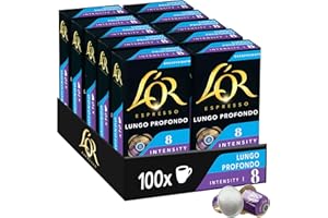 L'OR Espresso Café - 100 Capsules Lungo Profondo Decaffeinato n° 8 - compatible Nespresso®* (lot de 10 x10)