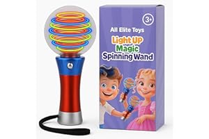 ALL ELITE TOYS LED Light Up Sensory Toys Wand - Fidget Toys for Kids - Spinning Wand for kids - Spinning Light Toy - Anxiety Relief Toy - Sensory Gifts for Teens - Strong ABS Plastic with Gift Box & Wrist Strap