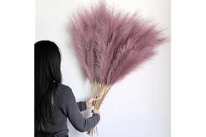LARBER 12 Pezzi Pampas Decorative Alte,115cm Erba Della Pampas Artificiale,Piume Decorative per Vaso,Soggiorno, Camera da Letto, Matrimonio,Arredamento Boho(Viola)