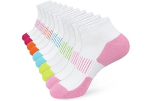 OUHOS Women Ladies White Black Trainer Running Socks Anti Blister Ankle Sports Walking Support Socks for Womens Size 4-7 Multipack Low Cut Thick Cushioned Thermal Colourful Cotton Socks 5 Pairs