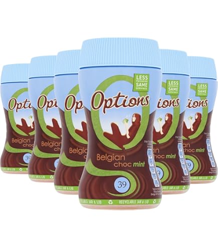Options Belgian Chocolate Mint Instant Hot Chocolate Drink 220 G - Hot Tink Chocolate With Peppermint Flavour