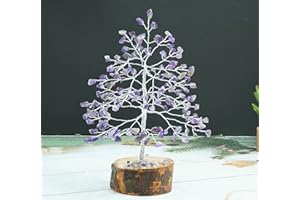 CROCON Amethyst Crystal Tree of Life, Chakra Tree of Life, Handmade Gemstone Tree for Positive Energy, Money Tree Bonsai, Feng Shui Tree Figurine, Artificial Tree, Stone Tree, Spiritual Gifts, Home Decor