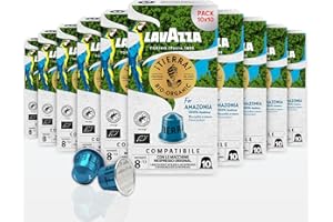 ‎LAVAZZA Lavazza Tierra for Amazonia Bio Organic, Vollmundiger Espresso mit Aromen von Schokolade und Trockenfrüchten, 10x10 Kapseln, Nespresso kompatibel