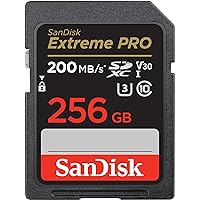 SanDisk 256GB Extreme PRO SDXC card, SD Card, V30 Memory Card, 4K UHD, up to 200 MB/s, SanDisk QuickFlow Technology, RescuePr