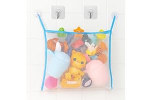 YOUR DAY MATE Organizzatore per Giocattoli per Vasca da Bagno e Doccia, Rete per Giochi da Bagno per Bambini, Sacca a Rete Portaoggetti da Appendere, Effetto Antimuffa, Poliestere, 2 ganci ventosa + 2 Ganci Adesivi