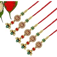 Elemensis Designer stylish Rakhi for brother Combo set, Rakhi for Bhaiya Bhai with Roli Chawal and Raksha Bandhan…