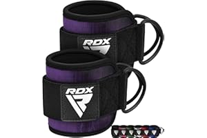 RDX Cavigliere Cavi Palestra, 7MM Neoprene Cinghie per Caviglia Imbottite Polsini Trazioni Esercizi delle Gambe Workout con Doppio D Anello Attaccament, Fitness Regolabile Strap Uomo Donna