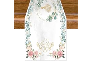 Aitsite Bieżnik na stół, dekoracja weselna, dekoracja na zewnątrz, urlop, imprezę, bieżnik na stół, nowoczesny, wygląd lnu, bieżnik do jadalni, na imprezę, urlop, wesele, obrus, 40 x 180 cm (liść