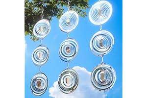 ZEPHYRHOME 3D Rond effaroucheur Oiseaux Exterieur,Carillon à Vent Anti Oiseaux Jardin,répulsif Oiseaux reflechissants Rotatif,Éloignez Les Oiseaux de Vos Fenêtres et de Votre Jardin,pour Balcon,Arbres Fruitiers