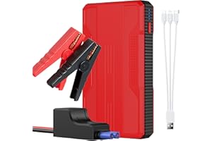 Horsdo UltraSafe Tragbarer Starthilfe Powerbank, 1200A Spitzenstrom (bis zu 3,0L Benzin / 2,0L Diesel-Motoren), Auto Starthilfe Powerbank für 12V-Fahrzeuge mit USB Schnellladung und LED-Taschenlampe