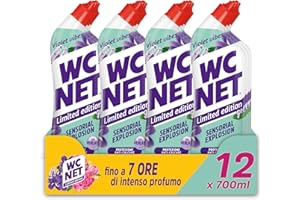 Wc Net - Limited Edition Violet Vibes, Detergente Liquido per Sanitari, Essenza Iris Viola e Patchouli, Prevenzione Calcare e Igienizzante per WC, 700 ml x 12 Confezioni