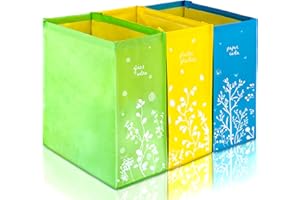 iBoscoly Borse Raccolta Differenziata - 3 Contenitori per Carta, Plastica e Vetro LARGE o SMALL Set Pattumiera Sottolavello Estraibile – DESIGN moderno – Bidone da Interno (Large edition)