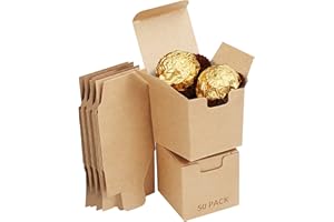 Kurtzy Boîtes en papier kraft marron (50 pièces) – Boîte cadeau avec couvercle L5 x L5 x A5 cm – Boîte en carton avec couvercle facile à assembler – Boîtes pour fêtes, anniversaires et mariages