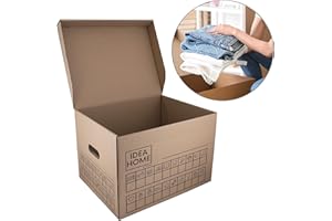 IDEA HOME Set di 6 scatole di cartone per traslochi, in cartone con coperchio, molto stabile, con una portata di 30 kg, dimensioni: 431 x 333 x 294 mm