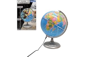 Lexibook, Globe Jour et Nuit Lumineux STEM, 2-en-1 Globe Le Jour Carte des contellations la Nuit, Bleu/Noir, NLJ185FR