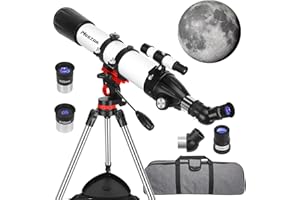 MEEZAA Telescope, Telescope for Adults Astronomy Professional, 90mm Aperture 800mm Refractor Telescope for Kids & Astronomy Beginners, Portable Travel Telescopes with AZ Mount Tripod & Carrying Bag