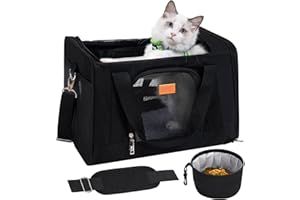 ROYPET Cat Carrier, Portable Pet Carrier Bag for Cats and Small Dogs, Foldable Soft Sided Cat Transport Carrier, Soft-Sided and Scratch-Proof mesh Cat Bag Pet Carriers, Travel Puppy Carrier(Black)
