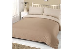 BRENTFORDS Dreamscene - Set Copripiumino Double-Face, in Tinta Unita, con federe copricuscino, Poliestere, Mink, Doppio