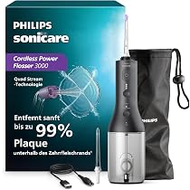 Philips Sonicare kabelloser Power Flosser 3000 Munddusche, Wasser-Flosser für Zähne, Zahnfleisch und Zahnpflege, in schwarz (Modell HX3826/33) Drogerie & Körperpflege