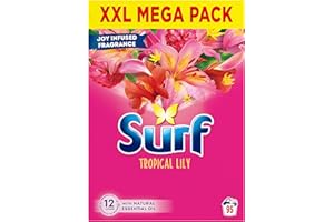 Surf Tropical Lily Washing Powder joy-infused fragrance with natural essential oil lasting up to 12 hours in wear for brilliantly clean laundry every time 95 washes 4.75 kg