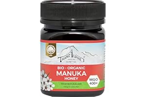 TranzAlpine Manuka Honig MGO 400+ Bio - 100% reiner Manukahonig aus Neuseeland mit laborgeprüftem MGO-Gehalt, Original-Imkerabfüllung - 250 g