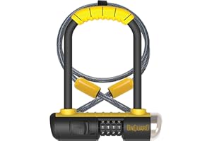 OnGuard Bulldog Combo zamek rowerowy, zapięcie rowerowe, duże bezpieczeństwo i niezawodność, blokada rowerowa z gumowaną poprzeczką, zamki szekla po obu stronach, pleciona stalowa blokada rowerowa z podwójną śrubą