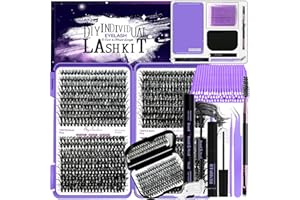 DNSGOOR Kit de Extensión de Pestañas DIY 840 Lash Cluster Caja de Pestañas de Espejo,Pegado y Sellado de Pestañas,Eliminación de Pestañas,Cepillo de Pinzas Mini Aplicador