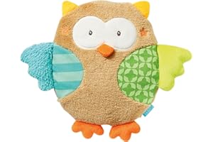 Fehn 071474 Cuscino con noccioli di ciliegia a forma di gufo, per un calore benefico, con un simpatico design a forma di gufo, per neonati e bambini da 0+ mesi, dimensioni 20 cm