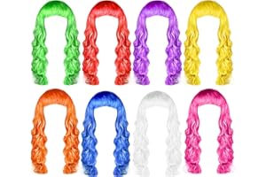 PLULON 8 Piezas Pelucas Rizadas Largas Coloridas, Peluca de Pelo Largo y Colorido Pelucas de Pelo Ondulado para Decoraciones de Despedida de Soltera de Neón