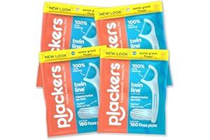 Plackers Twin-Line Lot de 4 médiators pour fil dentaire 150 fils