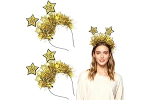 Czdtq Happy New Year Star Headband, Gold Sparkly Glitter Star Headband Happy Year Hair Accessories, 2026 New Years Eve Party Photobooth Props for Adults and Comfortable Fit Festive Party Supplies