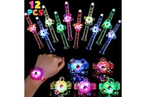 SCIONE 12 Pack LED Light Up Bracelets for Kids Glow Bracelets with Three Flashing Modes Party Bag Fillers for Kids Birthday Gifts Classroom Prizes