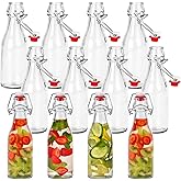 Kurtzy 12 Pack Glass Bottles with Stoppers - 250ml Glass Bottles with lids - Kombucha Bottles with Swing Clip - Clip Top Airt