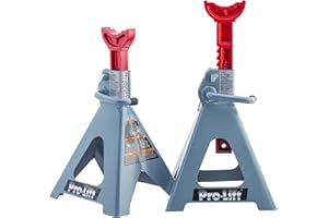 Pro-Lift Heavy Duty 6 Ton Jack Stands Pair - Double Locking Pins - Handle Lock and Mobility Pin for Auto Repair Shop with Extra Safety