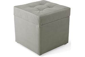 MG Design Polsterhocker 45 x 45 cm Grau mit Stauraum (ca. 50 L), bis 300 kg belastbar, ohne Montage & leicht zu reinigen, angenehm matt mit feiner Struktur – für Wohnzimmer, Schlafzimmer & Flur