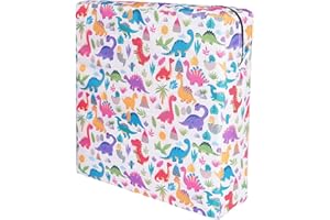 ROSELEY Washable Children Dining Chair Booster with Straps Kids Seating Cushion Removable Waterproof Cover Toddlers Mealtime Seating Pad High Chair Firm Support (Dinosaurs)