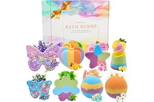 Bath Bombs,Lanwexy 8 Large Bath Bombs Set for Women Organic Natural Handmade Aroma Pure Essential Oil Bubble Bath Balls Fragrant Spa to Moisturize Dry Skin Birthday Day Valentine's Day Gift(Butterfly)