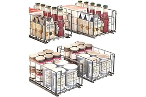 SOMLAW Cajones Extraibles para Cocina, 2 Piezas Organizador de Cajones, no Requiere Taladrar ni Clavar, Bandeja Extraible Armario, Cajones Deslizantes para Cocina, Bandeja Extraible Armario Cocina