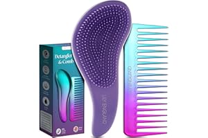 ‎LILY ENGLAND Haarbürste ohne Ziepen und Lockenkamm Set - Schwarz Entwirrbürste und Kamm für Locken, Glattes, Dickes, Dünnes Haar - Die Perfekte Detangler Bürste und Kamm für Frauen und Kinder von Lily England