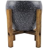 Bitki Tasarımı Ev Dekorasyon Gri Granit Toprak Saksı Saksılık Salon &Ccedil;i&ccedil;eklik 4 Ayaklı - 15 Cm
