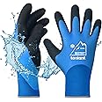 Thermal Work Gloves for Cold Weather, Waterproof Winter Gloves, Touchscreen, Super Grip, for Gardening, Fishing, Car Washing, Working in Freezer, Blue, X-Large